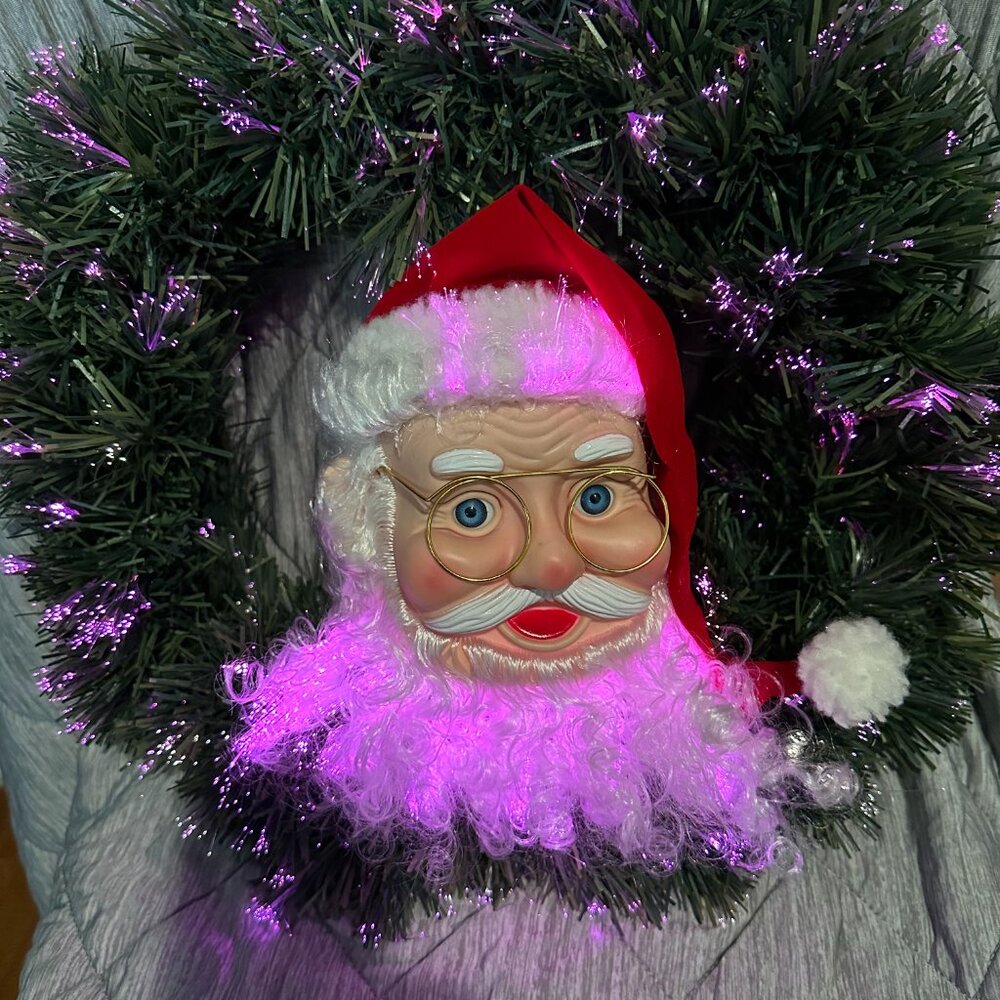 Christmas Fiber Optic Santa Wreath